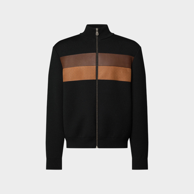 lv louis vuitton heat print stand collar zip jacket
